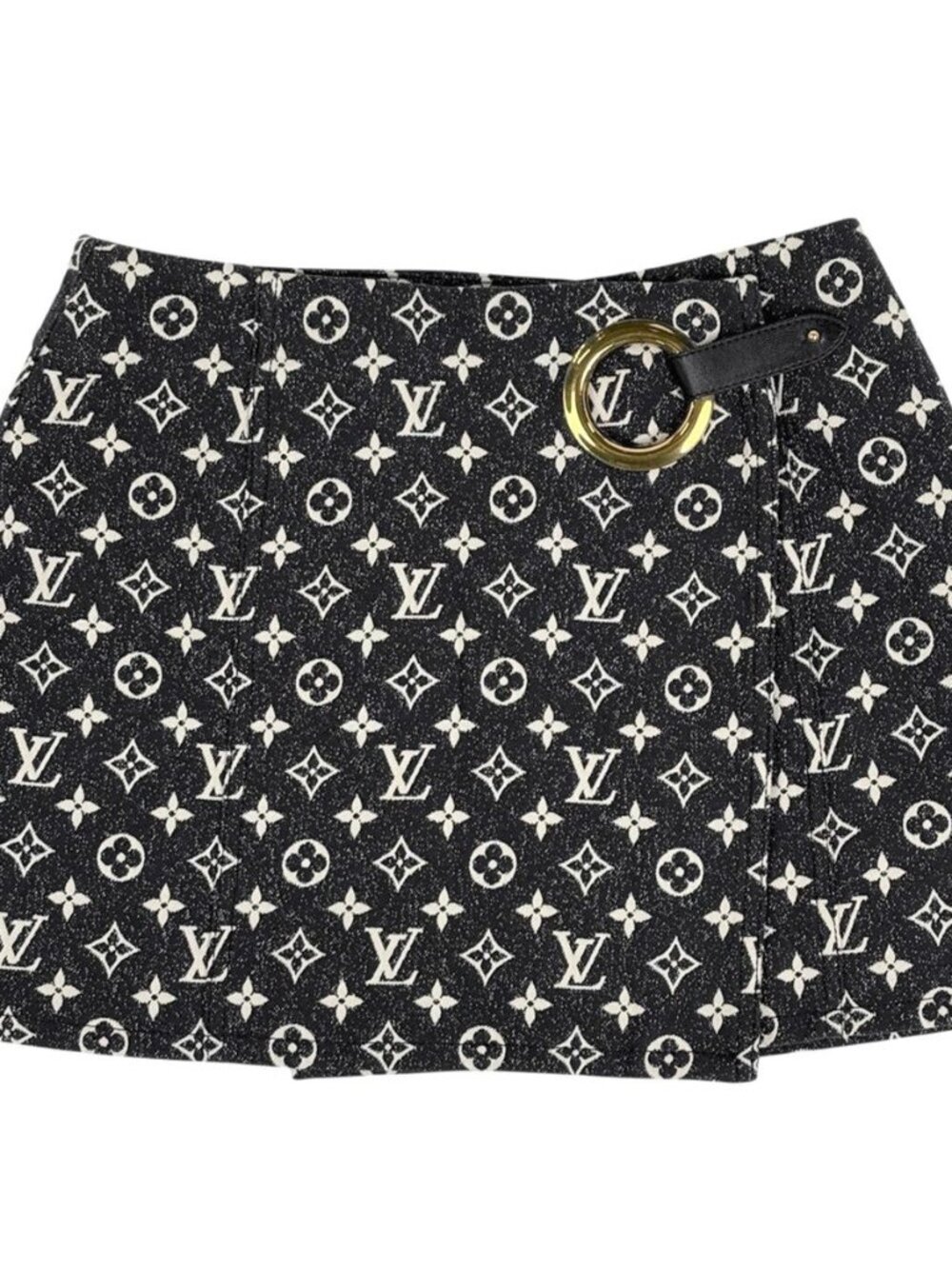 Louis Vuitton Monogram Denim Skirt Mini Wrap Black